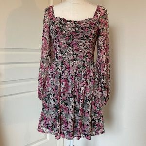 Crystal Doll blush floral dress, pink and black, EUC size S